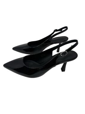 Jztacn Black Patent Pointed-Toe Slingback Heels Size 11 NWOT